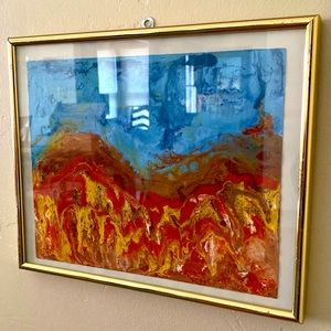 Earth on fire Original painting  J. Cruz attract positive energy Fire element